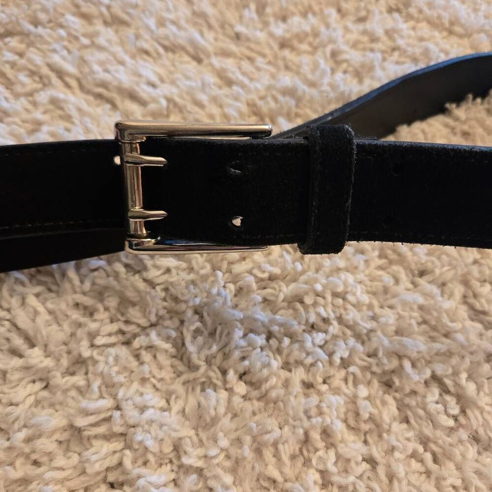 Black Suede Leather Belt M/L - Picture 3 of 7